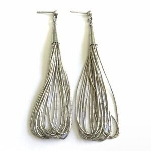 Vintage Estate Liquid Silver Multi Strand Sterling Silver Dangle Earrings